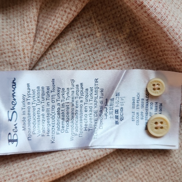 Ben Sherman peach cotton and linen blend shirt, size large - Picture 8 of 10